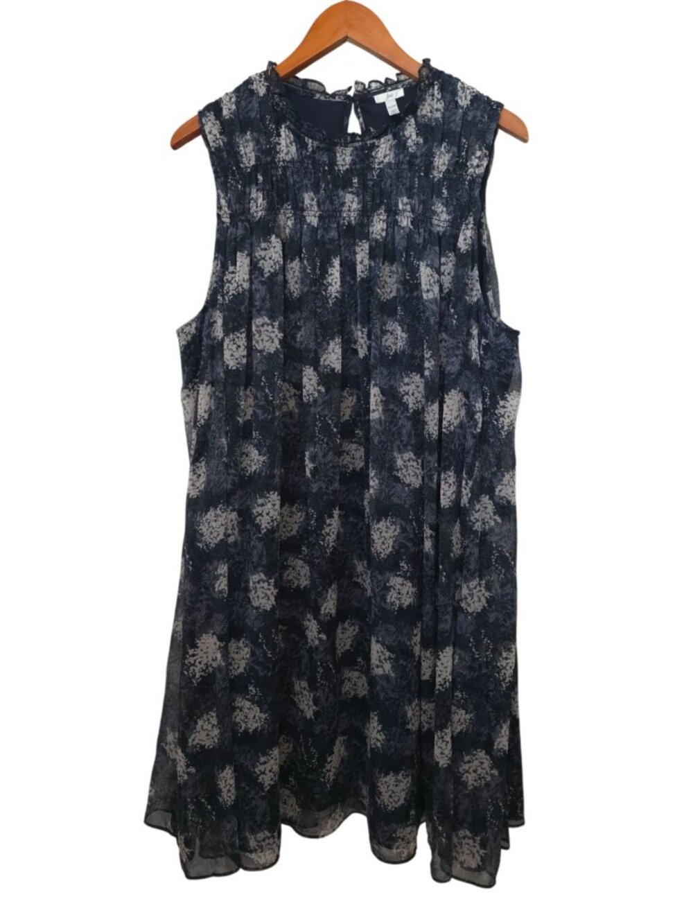 Joie Thelen Baltic Floral Chiffon Sleeveless Navy Blue Mini Dress Size XXL